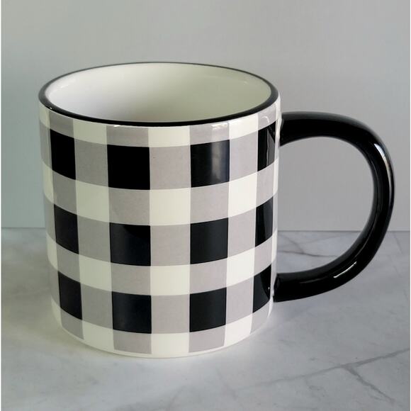 Robert Stanley Other - ROBERT STANLEY Black & White Buffalo Plaid Large Ceramic Coffee Mug Farmhouse